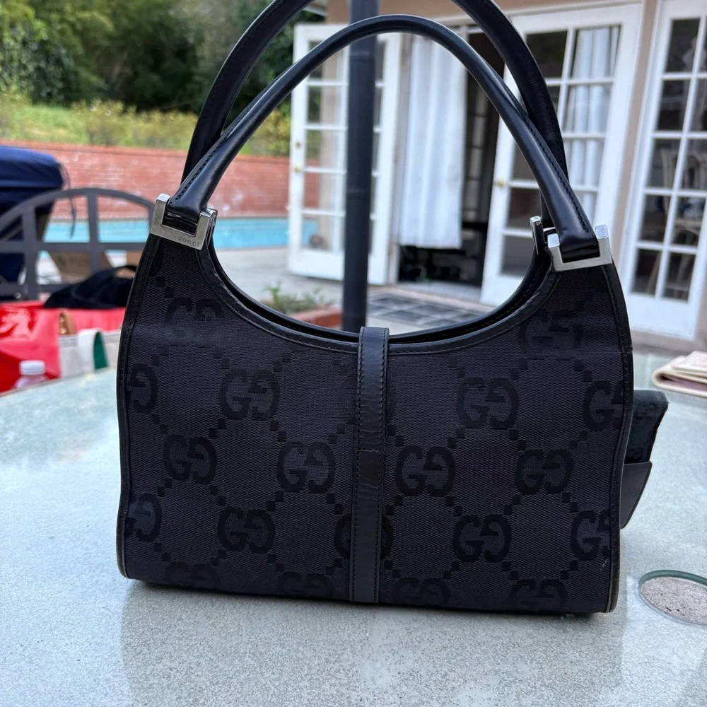 GUCCI Jackie 1961 GG Monogram Canvas Leather Black Women's Bag & Wallet Set - Picture 7 of 7